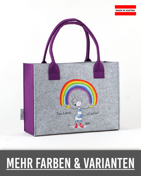 Filz Tasche S/M/L Oups 012 Das Leben Regenbogen