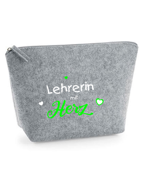 Filz Täschchen Easy S/M L18 Lehrerin mit Herz