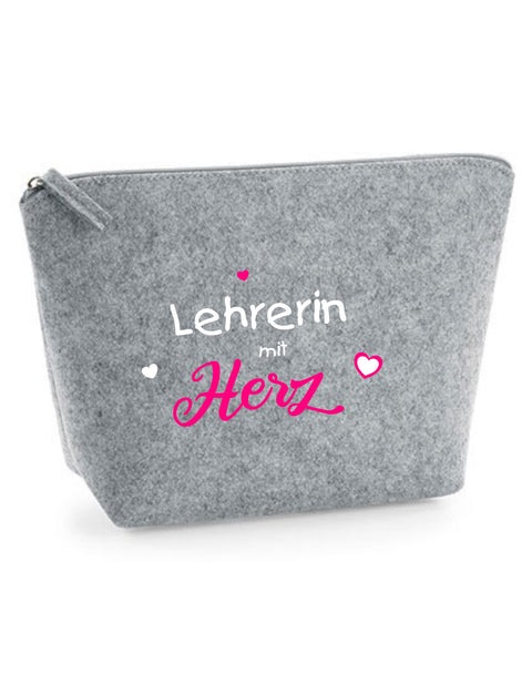 Filz Täschchen Easy S/M L18 Lehrerin mit Herz