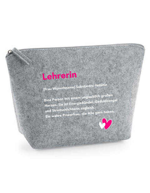 Filz Täschchen Easy S/M L23 Lehrerin Substantiv, Wunschname