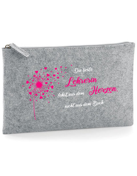Filz Täschchen Easy Basic L02 Die besten Lehrer lehren aus dem Herzen Pusteblume