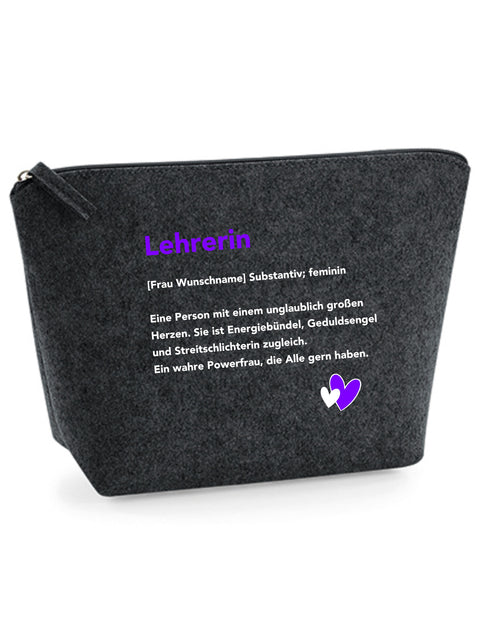 Filz Täschchen Easy S/M L23 Lehrerin Substantiv, Wunschname
