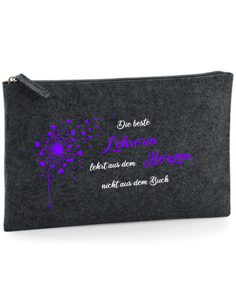 Filz Täschchen Easy Basic L02 Die besten Lehrer lehren aus dem Herzen Pusteblume