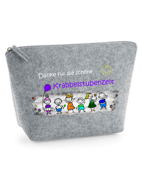 Filz Täschchen Easy S/M L25 Danke für die schöne Krabbelstubenzeit