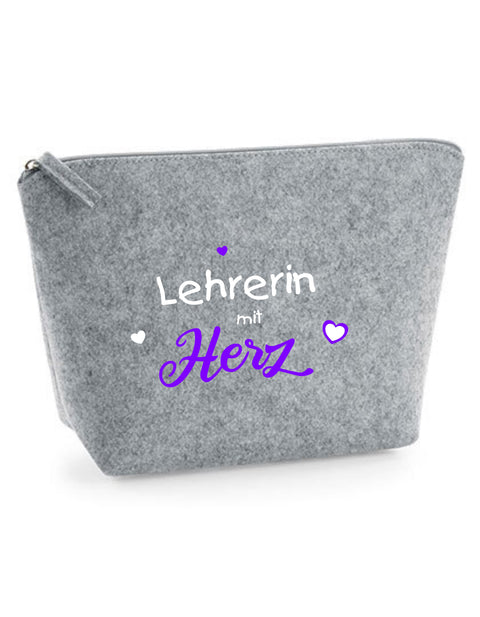Filz Täschchen Easy S/M L18 Lehrerin mit Herz
