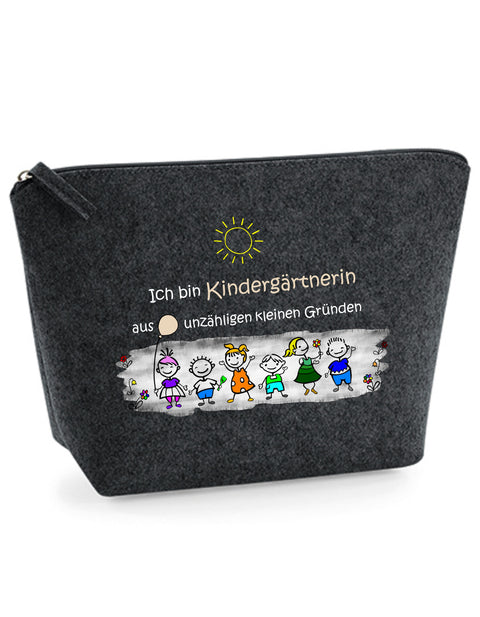 Filz Täschchen Easy S/M L05 Ich bin Kindergärtnerin aus unzähligen kleinen Gründen