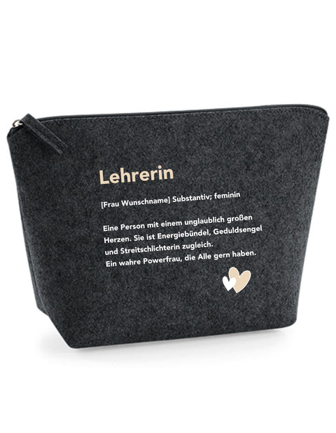 Filz Täschchen Easy S/M L23 Lehrerin Substantiv, Wunschname