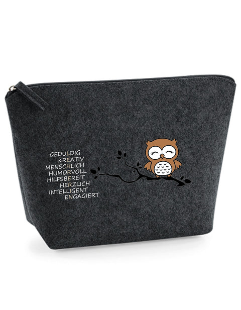 Filz Täschchen Easy S/M L26 L E H R E R I N Eule auf Ast