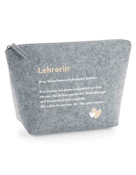 Filz Täschchen Easy S/M L23 Lehrerin Substantiv, Wunschname