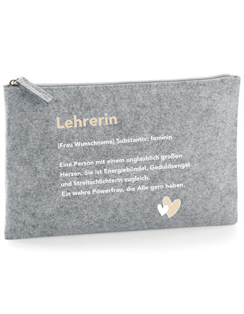Filz Täschchen Easy Basic L23 Lehrerin Substantiv, Wunschname