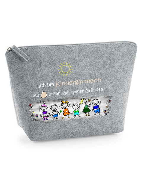 Filz Täschchen Easy S/M L05 Ich bin Kindergärtnerin aus unzähligen kleinen Gründen
