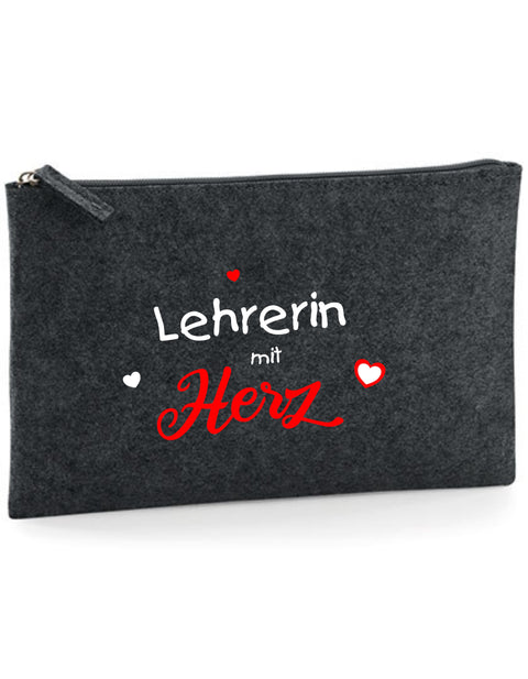 Filz Täschchen Easy Basic L18 Lehrerin mit Herz