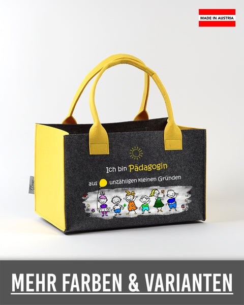 Filz Einkaufskorb L04 Ich bin Pädagogin aus unzähligen kleinen Gründen