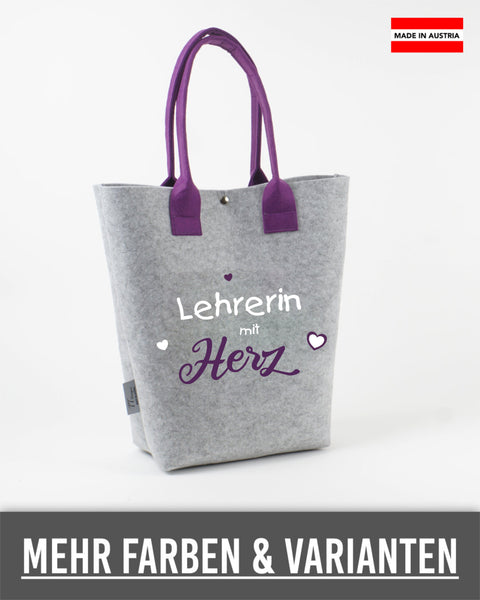 Filz Tasche Shopper L18 Lehrerin mit Herz