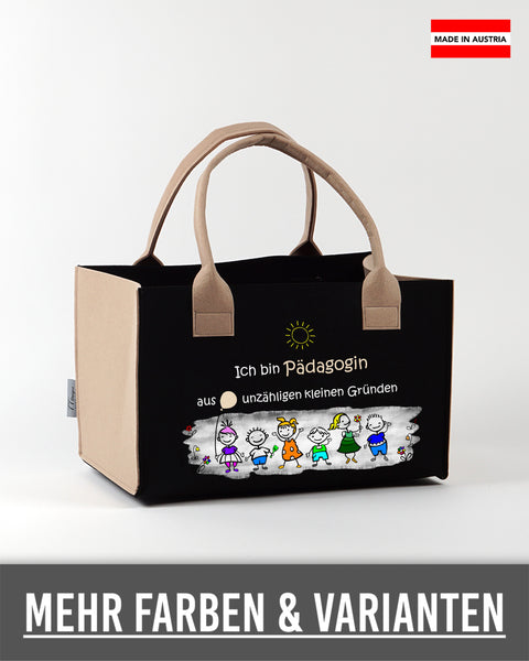 Filz Einkaufskorb L04 Ich bin Pädagogin aus unzähligen kleinen Gründen
