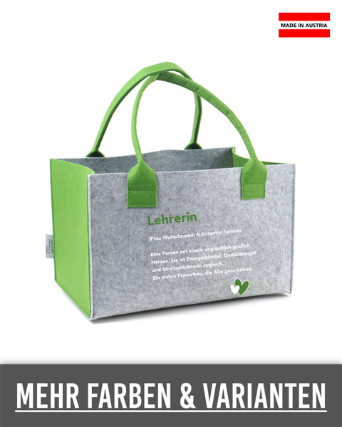 Filz Einkaufskorb L23 Lehrerin Substantiv, Wunschname