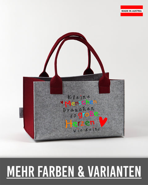 Filz Einkaufskorb L22 Kleine Menschen brauchen so große Herzen wie deins