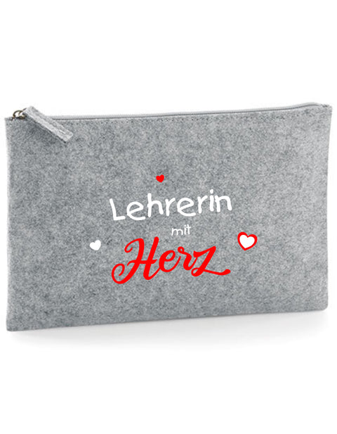 Filz Täschchen Easy Basic L18 Lehrerin mit Herz