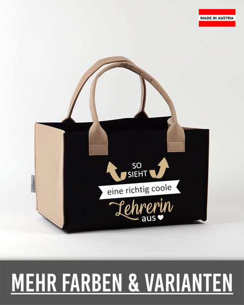 Filz Einkaufskorb L03 So sieht eine richtig coole Lehrerin aus
