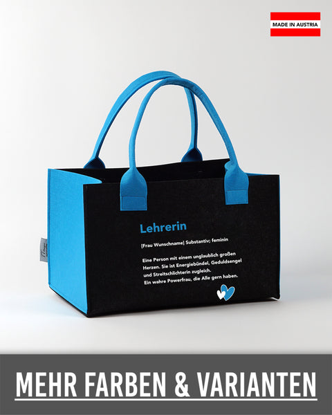 Filz Einkaufskorb L23 Lehrerin Substantiv, Wunschname
