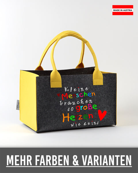 Filz Einkaufskorb L22 Kleine Menschen brauchen so große Herzen wie deins