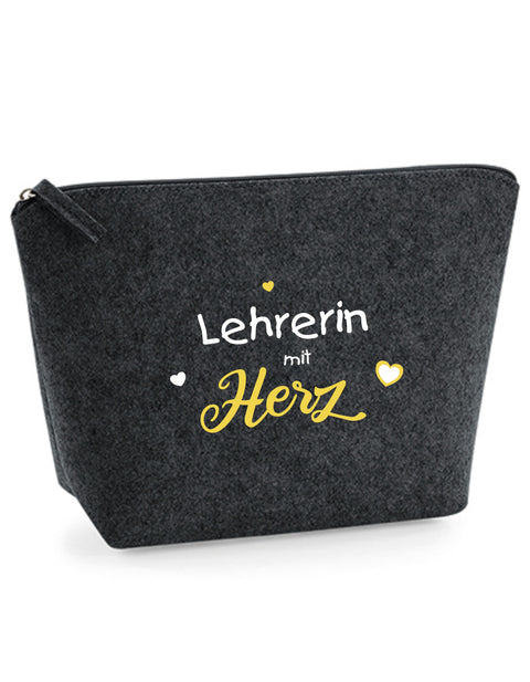 Filz Täschchen Easy S/M L18 Lehrerin mit Herz