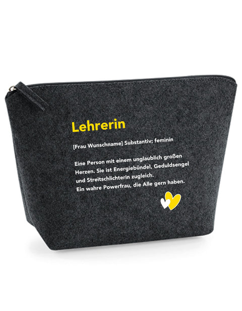 Filz Täschchen Easy S/M L23 Lehrerin Substantiv, Wunschname