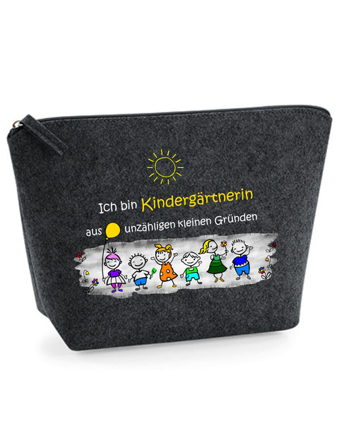 Filz Täschchen Easy S/M L05 Ich bin Kindergärtnerin aus unzähligen kleinen Gründen
