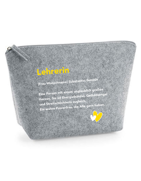 Filz Täschchen Easy S/M L23 Lehrerin Substantiv, Wunschname