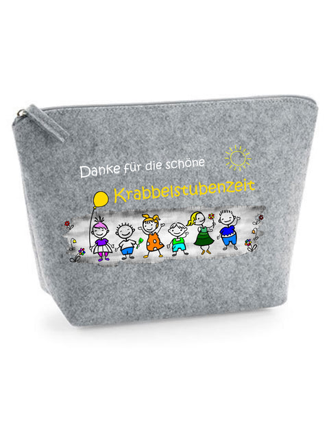 Filz Täschchen Easy S/M L25 Danke für die schöne Krabbelstubenzeit