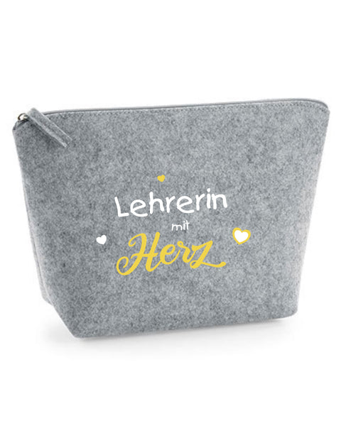 Filz Täschchen Easy S/M L18 Lehrerin mit Herz