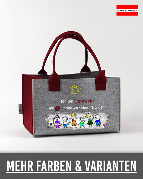 Filz Einkaufskorb L13 Ich bin Lehrerin aus unzähligen kleinen Gründen