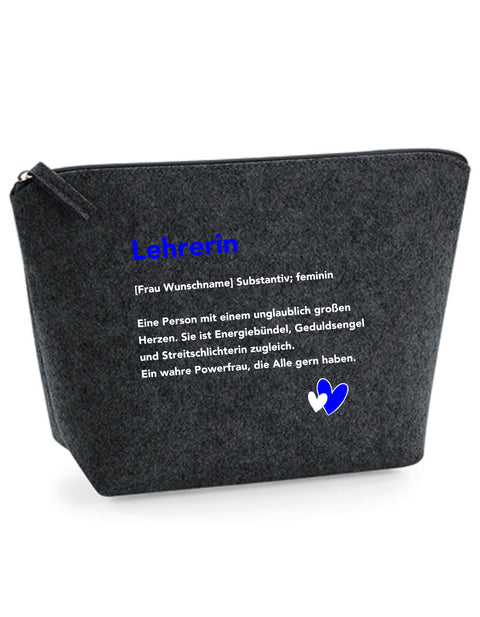 Filz Täschchen Easy S/M L23 Lehrerin Substantiv, Wunschname