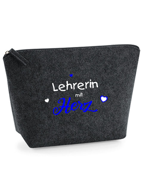 Filz Täschchen Easy S/M L18 Lehrerin mit Herz