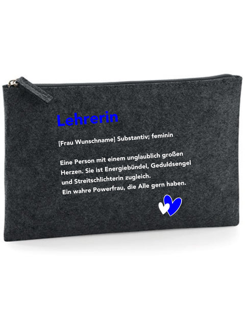 Filz Täschchen Easy Basic L23 Lehrerin Substantiv, Wunschname