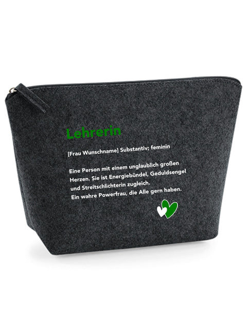 Filz Täschchen Easy S/M L23 Lehrerin Substantiv, Wunschname