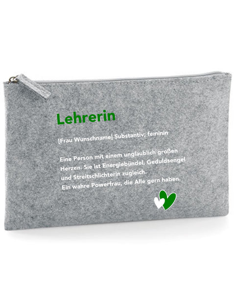 Filz Täschchen Easy Basic L23 Lehrerin Substantiv, Wunschname