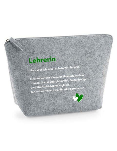 Filz Täschchen Easy S/M L23 Lehrerin Substantiv, Wunschname