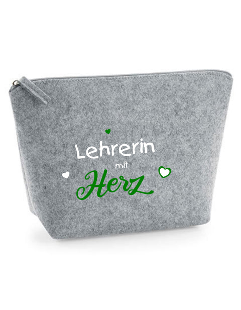 Filz Täschchen Easy S/M L18 Lehrerin mit Herz
