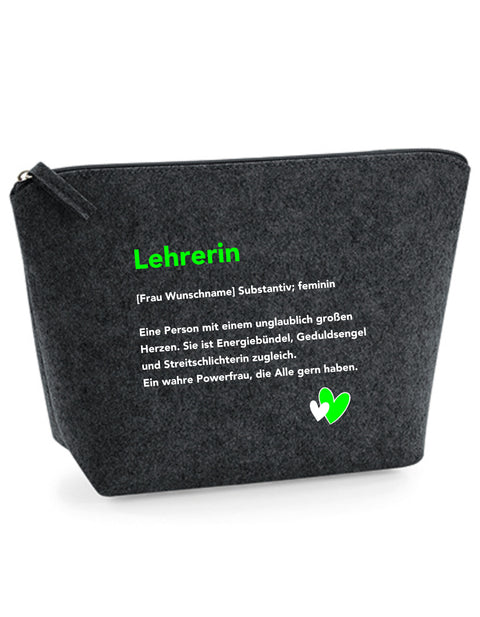 Filz Täschchen Easy S/M L23 Lehrerin Substantiv, Wunschname