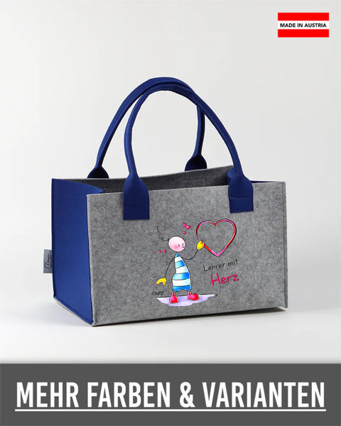 Filz Einkaufskorb Oups L014 Lehrer mit Herz