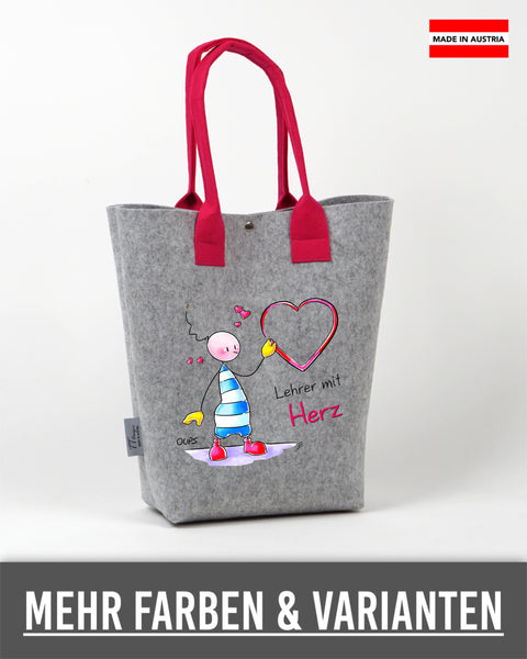 Filz Shopper Oups L014 Lehrerin mit Herz