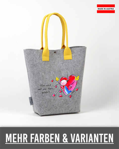Filz Shopper Oups L015 Hier wird mir ganz viel Herz gelehrt