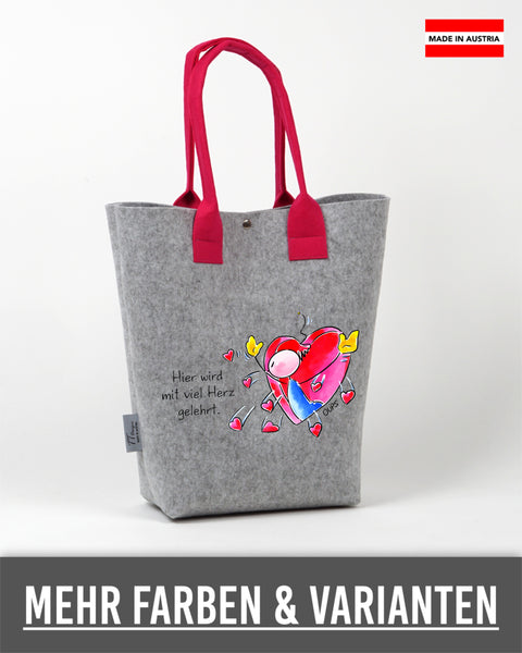 Filz Shopper Oups L015 Hier wird mir ganz viel Herz gelehrt