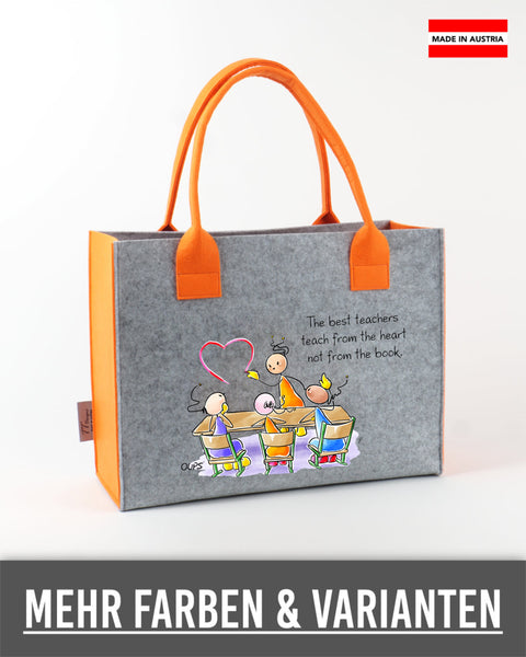 Filz Tasche S/M/L Oups L019 The best teachers teach from the heart not from the book