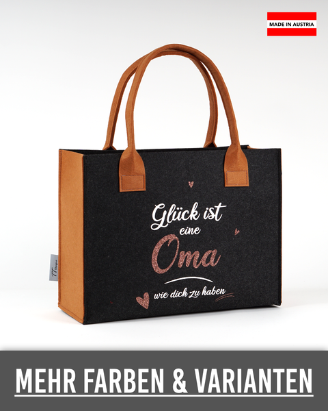 Filztasche "Glück ist eine Oma wie dich zu haben" – Größen S/M/L