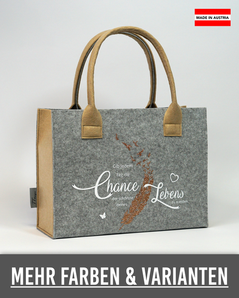 Filztasche "Gib jeden Tag die Chance" – Größen S/M/L