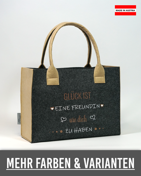 Filztasche "Glück ist eine Freundin wie dich zu haben" – Größen S/M/L