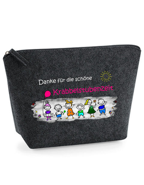 Filz Täschchen Easy S/M L25 Danke für die schöne Krabbelstubenzeit