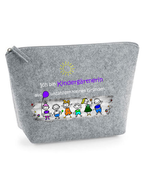 Filz Täschchen Easy S/M L05 Ich bin Kindergärtnerin aus unzähligen kleinen Gründen